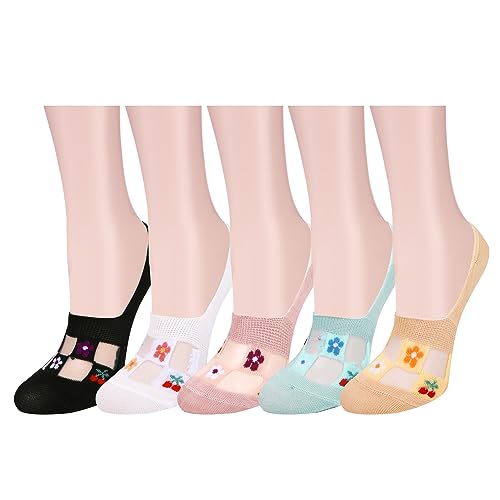 Image of Benefeet Sox Sheer No Show Socks for Women Girls Lace Mesh Low Cut Liner Socks Ultra Thin Nylon Invisible No See Footies Sock