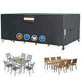 EVRBUL Rectangle Patio Table Cover, Waterproof Patio Furniture Covers, Heavy Duty 420D Patio Dining Set Cover 74'L x 47'W x 28'H, Outdoor 4-6 Chair Patio Table Cover with Air Vent Windproof Buckles