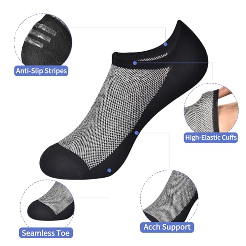 No Show Socks for Men Invisible Low Cut Ankle Socks with Non-Slip Silicone Stripes Seamless Toe 6 Pairs2