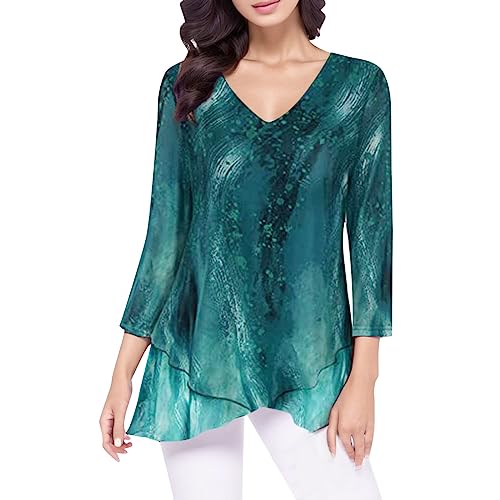 Image of Cold Shoulder Tops Shirt for Women Womens Oversize Fit V Neck Top Ladies Baggy Plus Size Batwing Turn Up Sleeve Casual T-Shirt Sizes 8-26 Indian Cheesecloth Tops UK T-Shirts (Green, L)