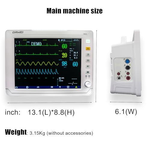 12.1-inch Display PET Vet Patient Monitor Multiparameter ICU Machine, Veterinary ECG, SPO2.HR, NIBP, RESP, Temp for Cat, Dog, Mouse, Animal - Thumbnail 7