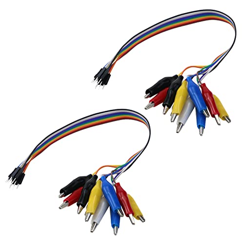 Image of Antrader 2 Piece Alligator Clip to Wire 10 Pin 30cm Male for LED Strips /Test Leads /Breadboard /Raspberry Pi(5 Colors)