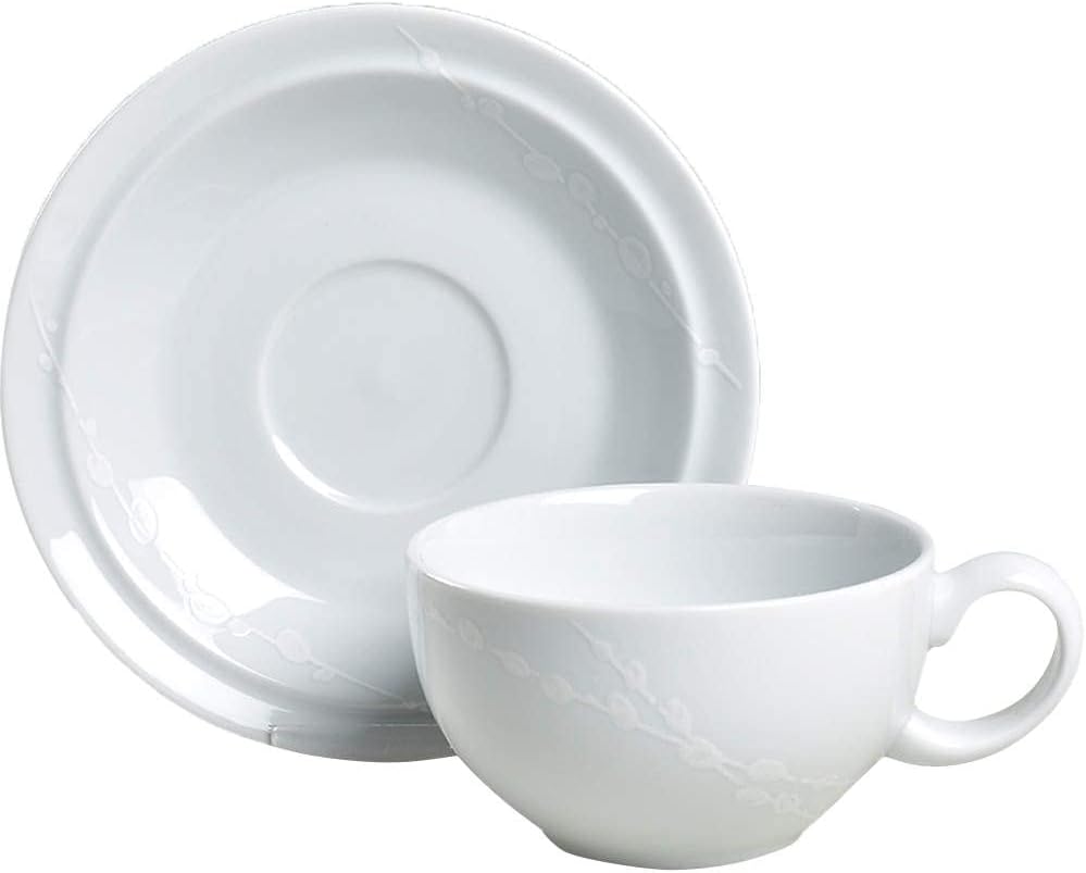 Denby White Trace Cups & Saucers