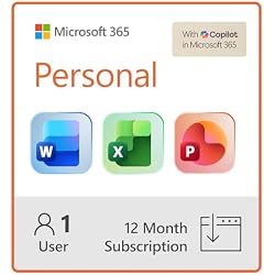 Microsoft 365 Personal | 12-Month Subscription | 1 Person | Premium Office Apps: Word, Excel, PowerPoint and more | 1TB Cloud Storage | Windows Laptop or MacBook Instant Download | Activation Required