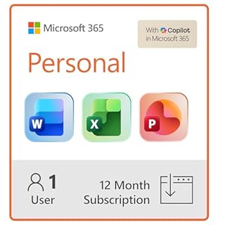 Microsoft 365 Personal | 12-Month Subscription | 1 Person | Premium Office Apps: Word, Excel, PowerPoint and more | 1TB Cloud Storage | Windows Laptop or MacBook Instant Download | Activation Required