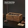 SONGMICS 12-Slot Watch Box, 2-Tier Watch Display Case with Large Glass Lid, Removable Pillows, Velvet Lining, Jewelry Box, Gift Idea, Rustic Walnut UJOW012K01