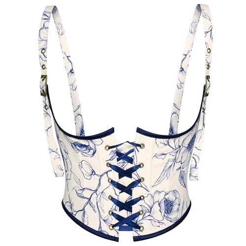 Image of Scarlet Darkness Corset for Women Lace-up Wide Waist Belt Pirate Waspie for Renaissance Costume Blue 16