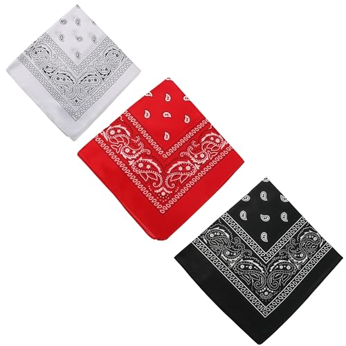 Leitungg Unisex Headscarf, 3-Piece Set - Breathable Headscarf, Neck Scarf, Motorcycle Scarf Suitable for Western Parties, Denim Outfits, Etc. (White, Black, Red)