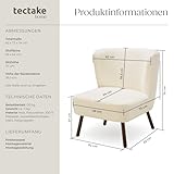 tectake® Teddy Cocktailsessel, Sessel mit kuscheligem Bouclé-Stoff im Scandi-Style, Couch Loungesessel mit Dicker Polsterung, Stahlbeine in Holzoptik, Relaxsessel für Wohnzimmer Schlafzimmer Büro
