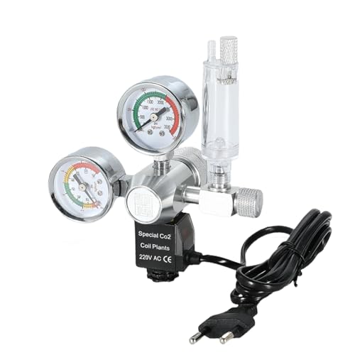 Aicharynic Reductor de presión de CO2 para acuario, regulador de CO2 para acuarios, pantalla de doble calibre, reductor de presión de CO2 W218 con válvula magnética, contador de burbujas para acuarios Aicharynic Reductor de presión de CO2 para acuario, regulador de CO2 para acuarios, pantalla de doble calibre, reductor de presión de CO2 W218 con válvula magnética, contador de burbujas para acuarios