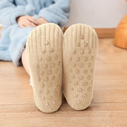 Image of Fluffy Fuzzy Warm Slipper Socks for Women Men Thick Fleece Lined Non-Slip Socks Indoor Floor ChristmasGiftsfor women Winter super Soft Warm Cozy Grip Socks