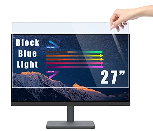 PYS 27 Inch Blue Light Blocking Screen Protector for Computer Monitor Unisersal Removable 16:9 Aspect Ratio 27" Anti Blue Light Anti Glare Filter for Eye Protection