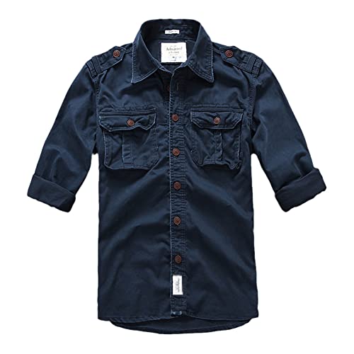 Chemise cargo respirante en coton lin pour homme grand confort avec poches