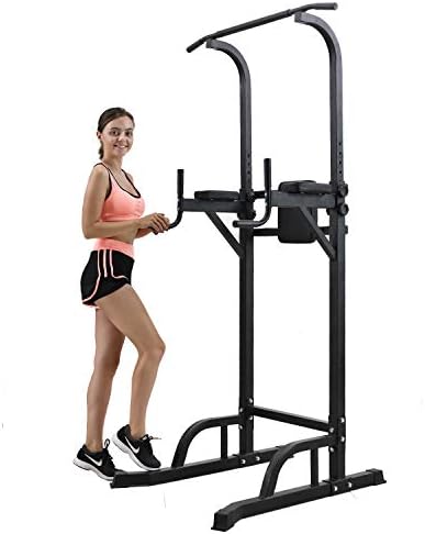 ZENOVA Power Tower Pull Up Dip Station Height Adjustable Pull Up and