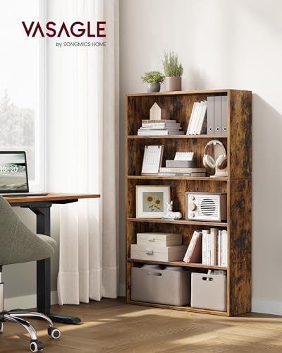 image for VASAGLE Bookshelf, 30 Inches Wide, 5-Tier Open Bookcase with Adjustabl