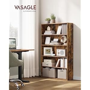 VASAGLE Bookshelf 30 Inches Wide 5 Tier Open Bookcase with Adjustable Storage Shelves Floor Standing Unit Rustic Brown ULBC175X01