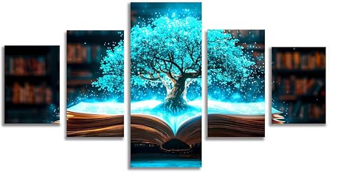 Diamond painting 5 panneaux arbre geant strass 5d eclatant 300x150cm