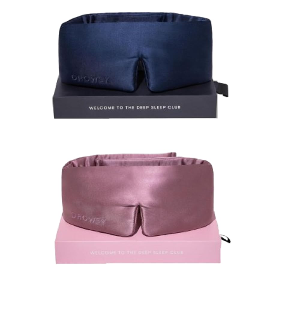 DROWSY Silk Sleep Mask Set - Face-Hugging Padded Silk Cocoon for Luxury Sleep in Total Darkness - Eye