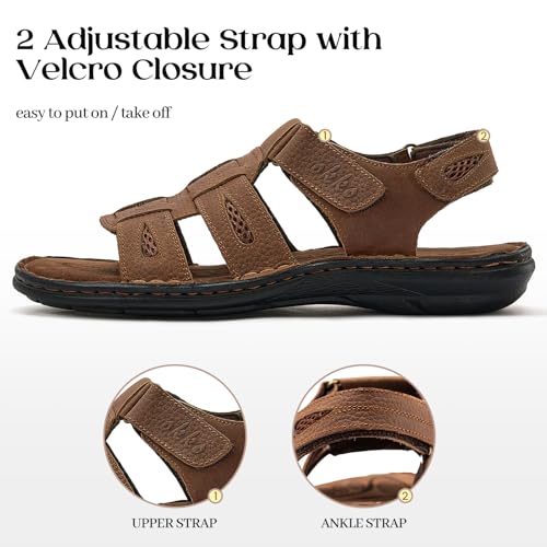 Image of OKKO Mens Leather Sandals Open Toe Athletic Fisherman Sandal Casual Summer Outdoor Shoes for Men