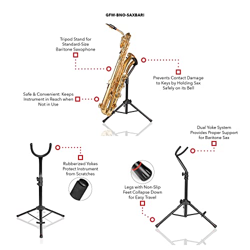 Gator Frameworks GFW-BNO-SAXBARI Tripod Stand For Standard-Size Baritone Saxophone thumb #3