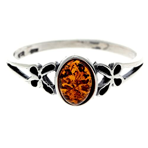 Bague ambre de la Baltique authentique et argent sterling 925 AR7