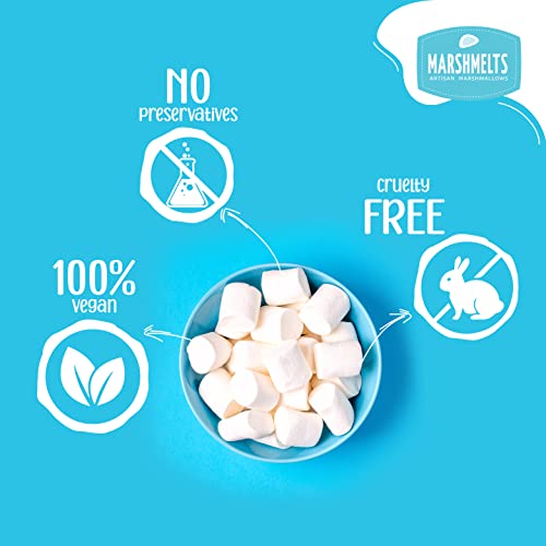 Kandee Factory Marshmelts Plant Protein Marshmallows 100gm | Soft, Fluffy & Cylindrical Shape | Vanilla Mist Flavor | Mini Marshmallow | 100 % Vegan, Trans Fat & Gluten-Free | Candy For Kids | No Added Preservatives