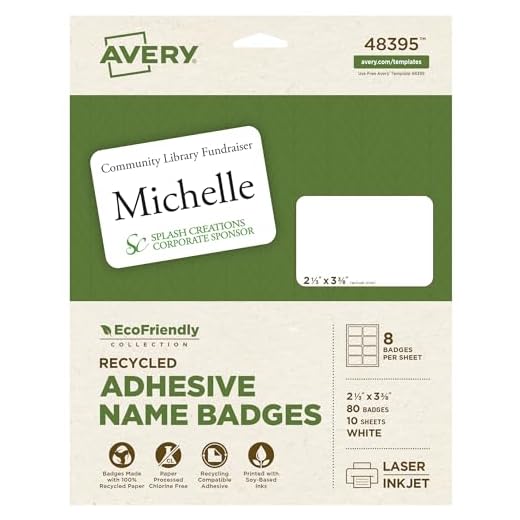 Avery EcoFriendly Printable Name Tags, White, 80 Removable Name Badges (48395)