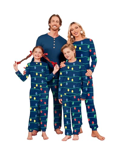 Ekouaer Family Christmas Pajamas Matching Sets Womens Mens Pjs Long Sleeve Sleepwear Holiday Lounge Sets
