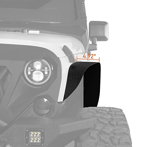 Hooke Road Wrangler Jk Steel Fender Flares Front & Rear Flat Fender Mud Guards Compatible With Jeep Wrangler Jk & Unlimited 2007-2018 4Pcs Set #TOP4