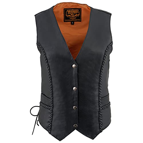 Milwaukee Leather ML1255 Women's Black Braided Premium Leather Side Lace Motorcycle Rider Vest - 2X-Large - image 8