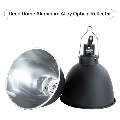 CAVACHEW Reptile Light Fixture, 8.1in Deep Dome Reptile Heat Lamp Fixture with Switch, Terrarium UVB Basking Light Fixture for Bearded Dragon Snake Chameleon Lizard, Suitable for E26 Bulbs Up to 150W