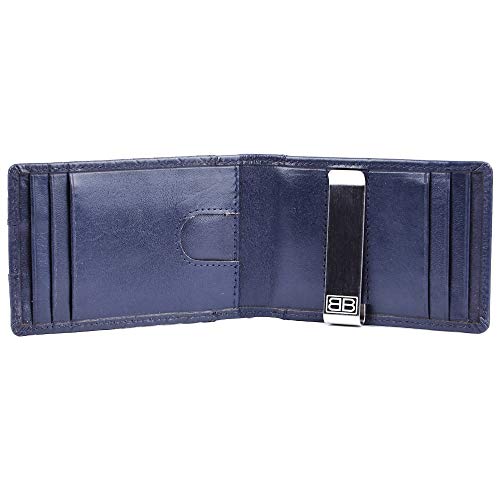 Image of Brooklyn Bridge Genuine Leather Money Clip Wallet for Men Chess VT Blue - Premium Slim RFID Protected Wallet with Cash Clip & Multiple Card Slots, Stylish Front Pocket Design, Gift for Men