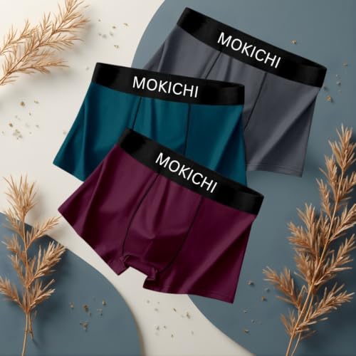 Image of Men's Ice Silk Boxer Briefs Pack of 3 | Ultra Soft Breathable Stretch Trunks | Moisture Wicking Quick Dry Innerwear | Comfortable Mid Rise Underwear