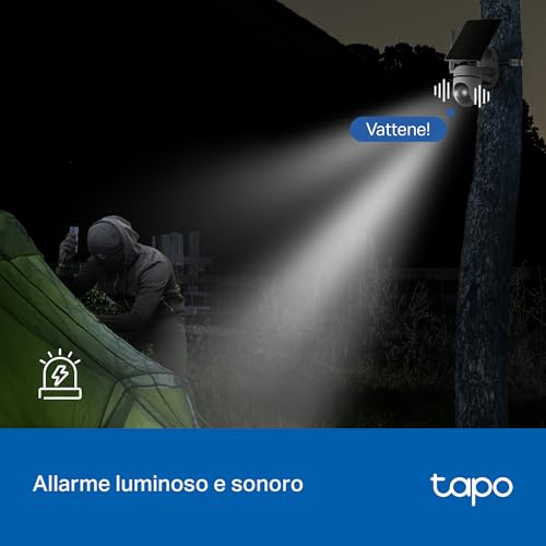 Tapo C615G Kit Telecamera Wi-Fi Esterno Senza Fili Con Pannello Solare, Con Sim 4G Lte, Pan/Tilt, 2K 3MP, Rilevamento Ai Persone/Animali/Veicoli, Tracking 360°, Visione Notturna A Colori - 9