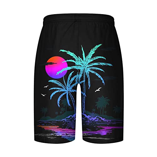 Ctreela Mens Tropical Shorts with Drawstring Hawaii Palm Tree Graphic Swim Trunks Summer Resort Holiday Vacation Beach Wear3