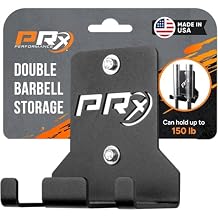 PRx Performance Wall-Mounted Barbell Storage Rack - Space-Saving 2-Bar Holder for Home & Commercial Gym, American-Made, Durable Fitness Equipment, Ideal for Workout and Garage Gym Accessory, Black