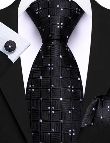 Image of Barry.Wang Men 6PCS Tie Silk Gift Necktie Clip Woven Tie Sets Party | Men Tie Classic Silk Gift Necktie With Tie Clip Jacquard Woven Neck Ties 6PCS Formal Wedding