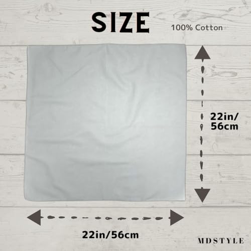 MDSTYLE 100% Cotton Solid Color Bandana for Men & Women 22" x 22" Handkerchief Headband Scarf (Light Grey 1pc)