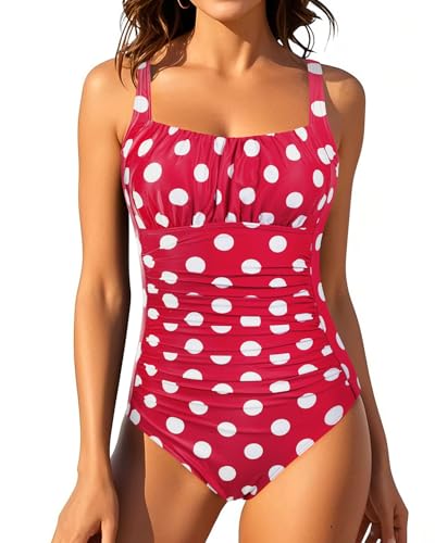 Image of Aqua Eve One Piece Bathing Suit for Women Tummy Control Swimsuit Slimming Vintage Swimwear