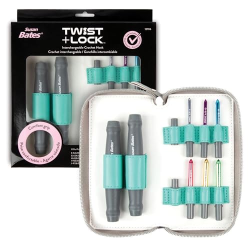 Susan Bates Twist Lock Deluxe Set Bag, 2 Handle Cutters F,G,H,I,J,K
