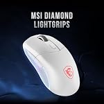 MSI Versa 300 Elite sans fil blanc jeu souris - 26000 DPI Capteur optique, 1000 Taux de sondage Hz, symétrique, 60M+ Cliquez sur OMRON Interrupteurs, 6 Boutons, 200-Hour Batterie, 1ms Latence, RGB, 65g - blanc