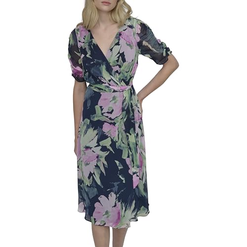 Image of DKNY Women's 3 /4 Sleeve Faux Wrap Dress