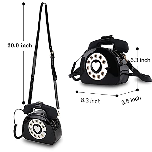 Fozehlad Novelty Telephone Shaped Shoulder Bag Funny Retro Phone Crossbody Bag Totes Chain Purse2
