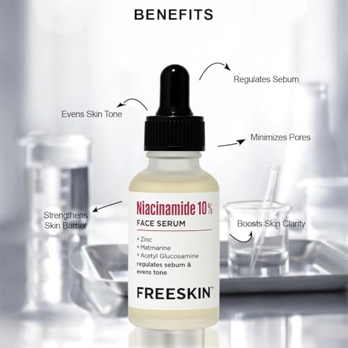 Image of Free Skin 10% Niacinamide Face Serum with Zinc | Oil Control & Pore Minimizing Formula | Fights Blemishes, Evens Skin Tone & Enhances Clarity | Suitable for All Skin Types | 30 ml