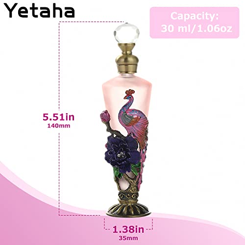 Yetaha Vintage Frosted Glass Perfume Bottles, Fancy Crystal Perfume Bottles Refillable Bejeweled Flower Decorative Essential Oil Bottle For Living Room Bedroom Decor Birthday Gift(30Ml, Pink) #TOP2
