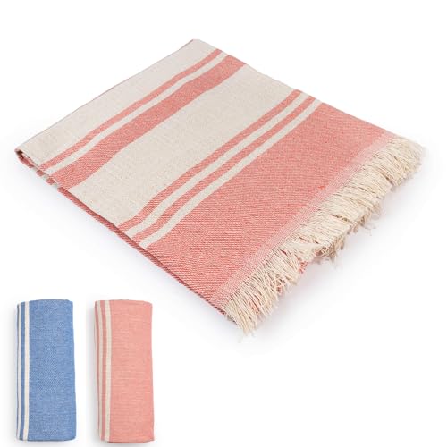Wanapix Toalha de praia grande | Fouta de praia XXL, manta para piquenique, toalha de piscina/páreo grande, praia toel, 170 x 125 cm, coral