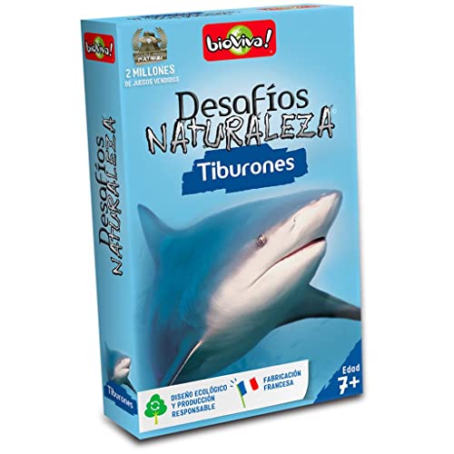 Bioviva - Desafíos Naturaleza: Tiburones - Juego de Cartas en Español