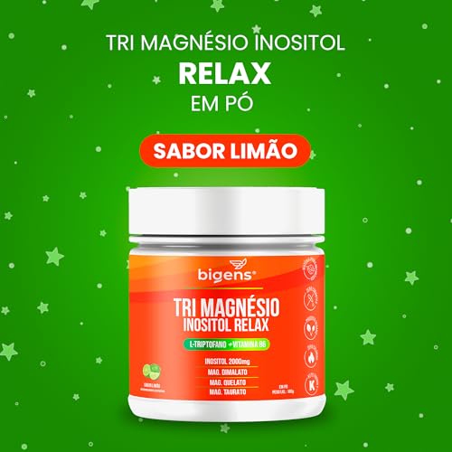 Tri Magnésio (dimalato, quelato, taurato) Inositol Relax, 180g, Biogens (Limão)