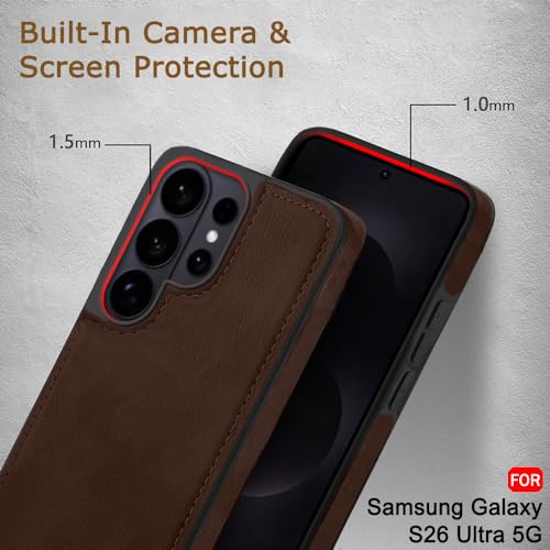 Image of TheGiftKart for Samsung S26 Ultra Case, Leather Finish Back Cover, Shockproof Design, Raised Edges for Camera & Screen Protection, Stunning Minimalist Design Galaxy S26 Ultra Back Cover (Brown)