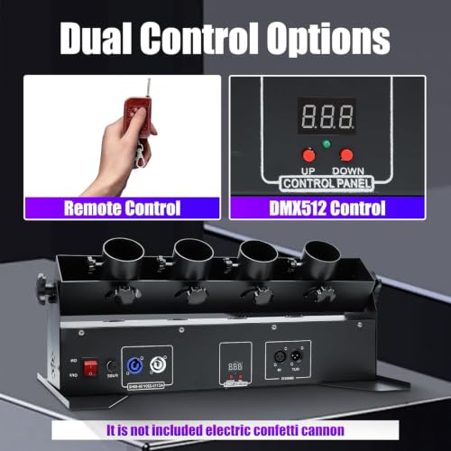 Lanzador eléctrico de confeti KUSOLE, 4 disparos, control DMX512 y remoto, alcance de 8 a 10 metros miniatura 4